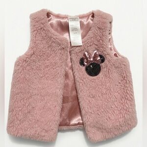 Disney Pink Furry Vest with Sequin Bow
